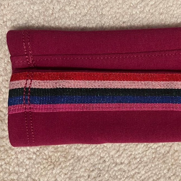 Girls Burgundy 5-Stripped Leggings - Picture 5 of 5